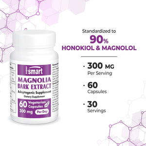 '- Magnolia Bark Extract (Max Strength) 300Mg per Day - 90% Honokiol & Magnolol - Magnolia Bark Supplement | Non-Gmo & Gluten Free - 60 Vegetarian Capsules