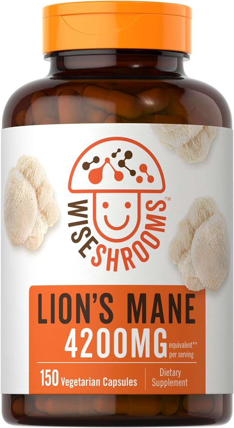 Lions Mane Supplement Capsules 4200 Mg | 150 Count | Vegetarian, Non-Gmo, Gluten Free | Wiseshrooms