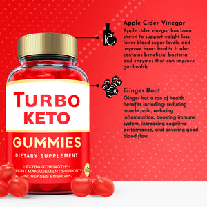 (1 Pack) Turbo Keto ACV Gummies - Vegan Keto Gummies, Weight Loss - 60 Gummies