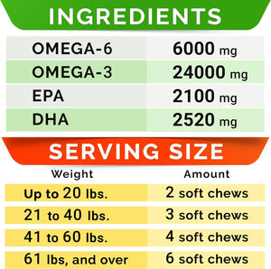 Strellalab Omega 3 for Dogs - (180Ct) Fish Oil Treats - Allergy & Itch Relief Skin&Coat Supplement - Dry Itchy Skin, Shedding, Hot Spots Treatment, anti Itch - Pet Salmon Oil Chews - Chicken Flavor