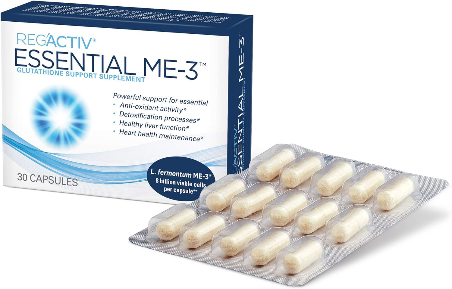 Essential ME-3, 30 Capsules. a Glutathione-Producing Probiotic That Delivers Glutathione to the Intestine for Efficient Guthatione Supplementation