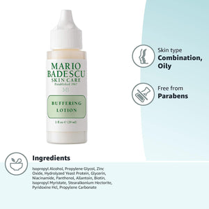 Mario Badescu Buffering Lotion Deep Blemish Solution Spot Treatment for Face with Potent Zinc Oxide, Niacinamide and B Vitamins Overnight Treatment Serum That Targets Large Blemishes under the Skin