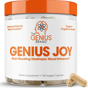 Genius Joy, Nootropic Mood Enhancer Supplement - Support Cognitive Health, Enhance Mood & Neural Function with Brain Boosting L-Theanine, Panax Ginseng & Sam-E - Organic, Non-Gmo, & Gluten-Free