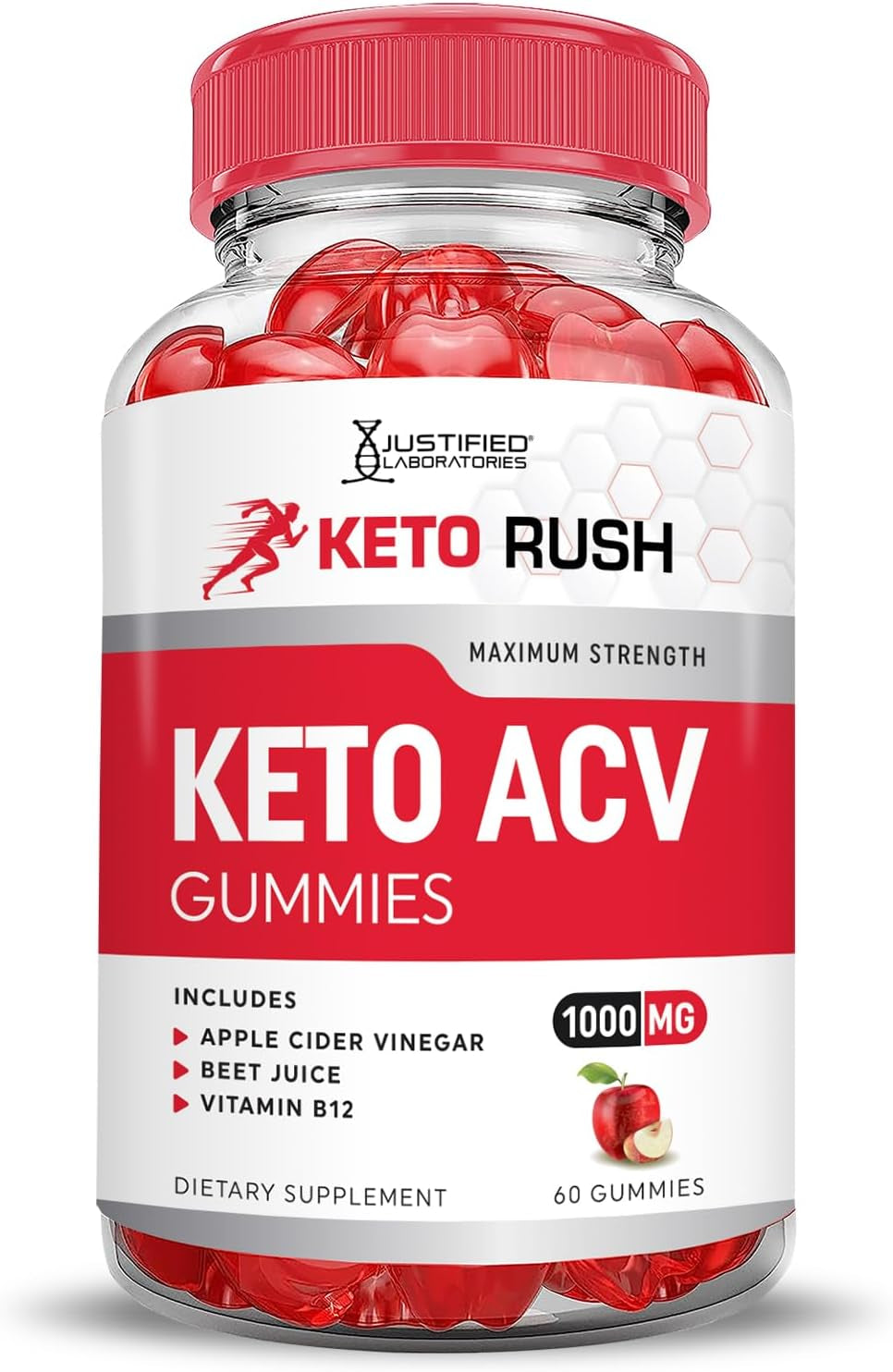 Keto Rush Keto ACV Gummies Advanced Formula 1000MG Keto Rush Keto Gummies Apple Cider Vinegar Boost Formulated with Pomegranate Beet Juice Powder B12 Vegan Non GMO 60 Gummys