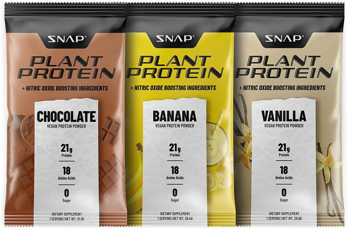 Snap Supplements 100% Plant Based Protein Powder Stick Packs with Nitr ...
