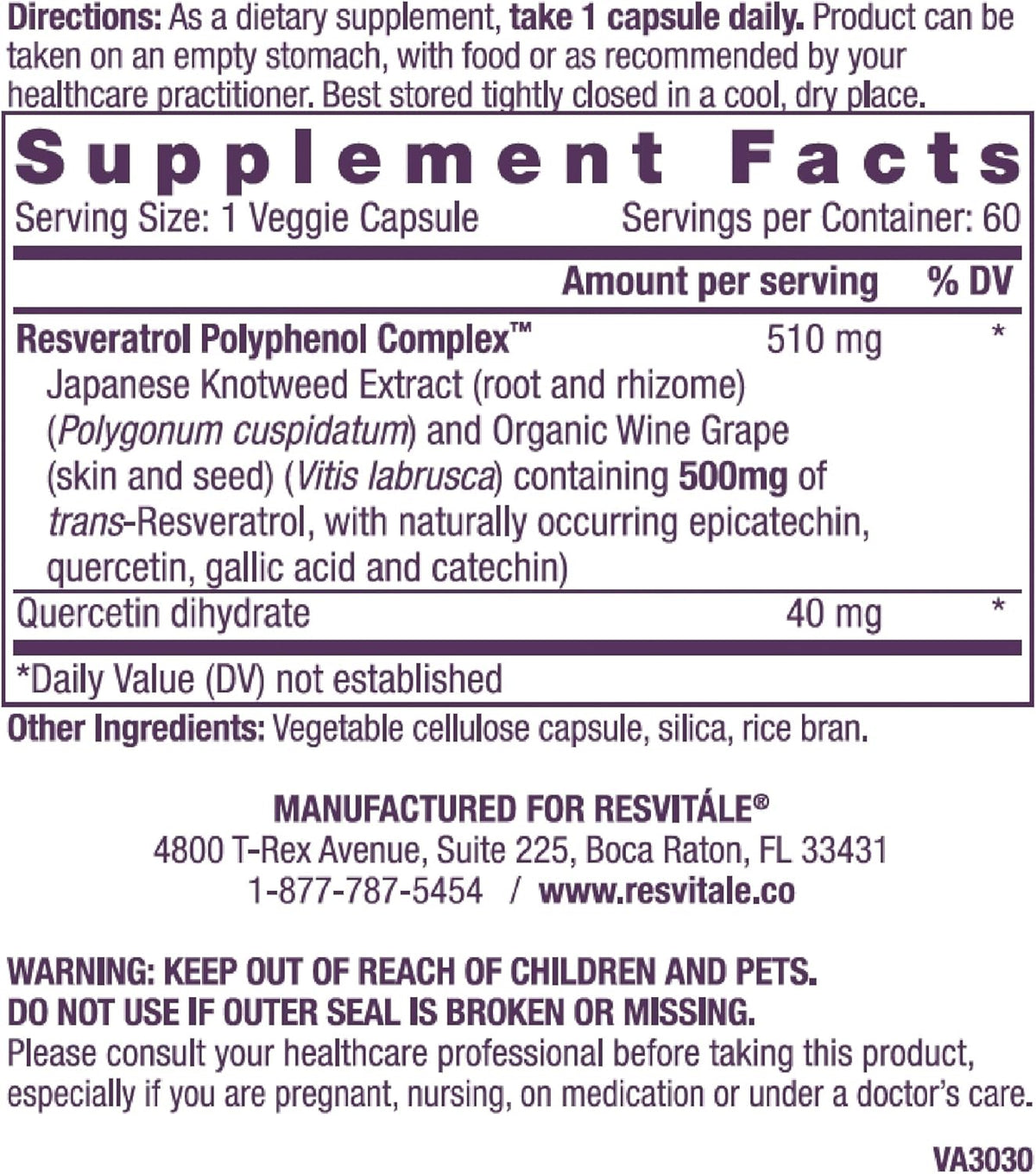 Resveratrol 500 Mg - Resveratrol Supplement for Men and Women - 60 Veg ...