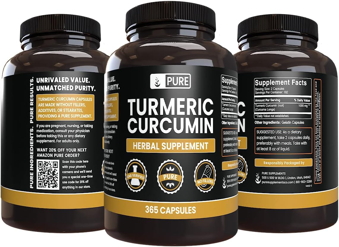 Pure Original Ingredients Turmeric Curcumin (365 Capsules) No Magnesiu ...