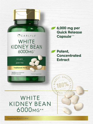 White Kidney Bean | 6000Mg | 200 Count | Non-Gmo & Gluten Free Extract