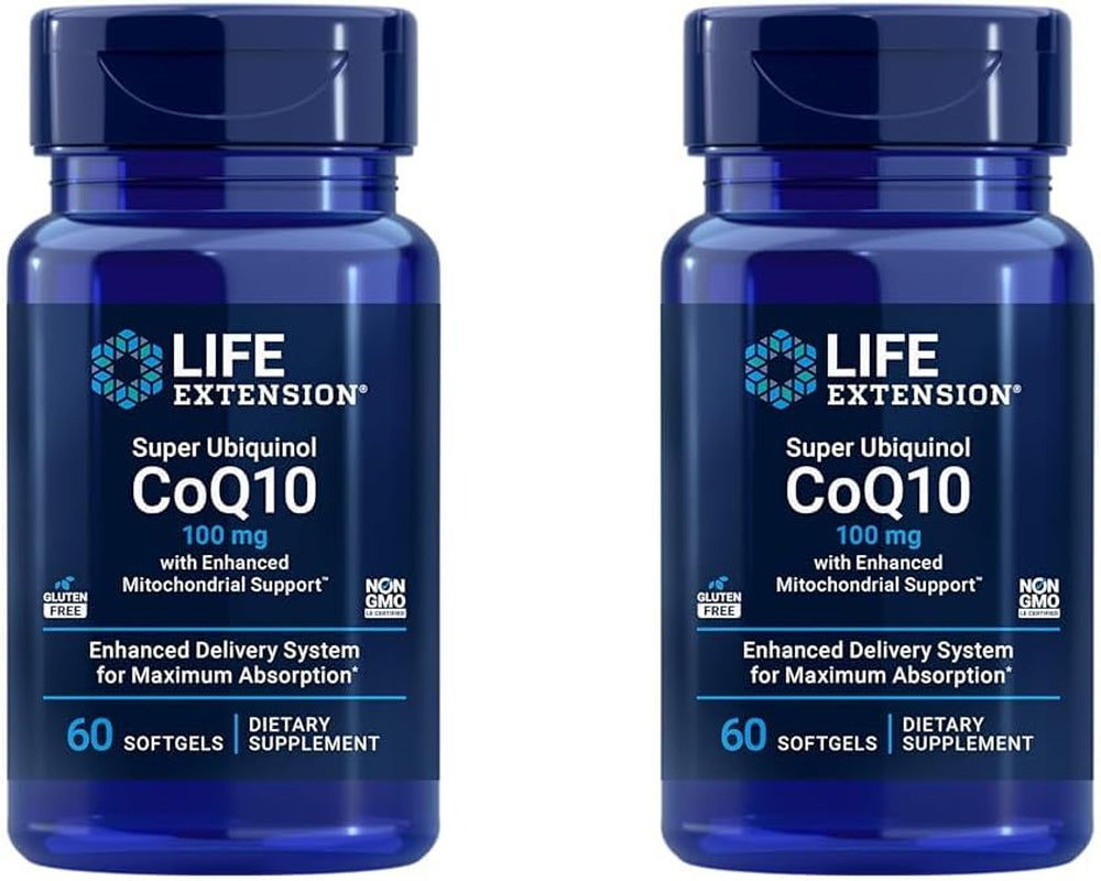 Life Extension Super Ubiquinol Coq10 with Enhanced Mitochondrial Support, Ubiquinol Coq10, Shilajit, Potent Heart Health & Cellular Energy Production Support, Ultra-Absorbable, Gluten-Free, 60 Softgel