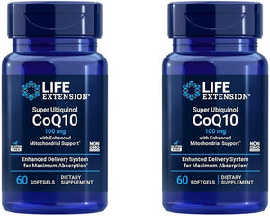 Life Extension Super Ubiquinol Coq10 with Enhanced Mitochondrial Support, Ubiquinol Coq10, Shilajit, Potent Heart Health & Cellular Energy Production Support, Ultra-Absorbable, Gluten-Free, 60 Softgel