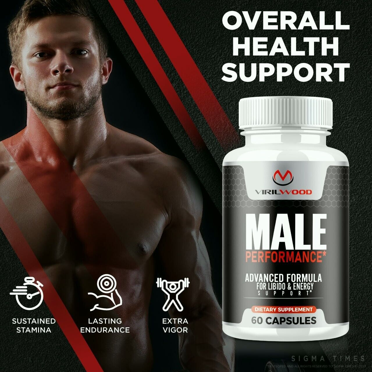 Virilwood Performance & Drive Pills for Men, Viril Wood Male Support 60Ct