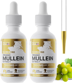 Mullein Leaf Extract - Organic Mullein Drops for Lungs and Cleanse Immune Support - Mullein Extract for Lungs Health - Mullein Tincture - Made in the USA – 2 Oz