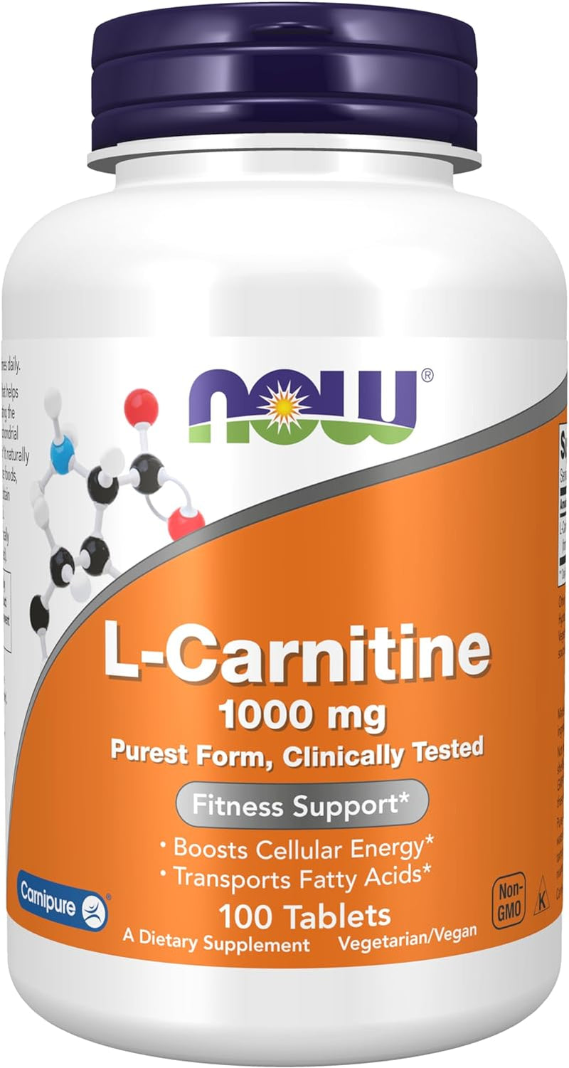 NOW Supplements, L-Carnitine 1,000 Mg, Purest Form, Amino Acid, Fitness Support*, 100 Tablets