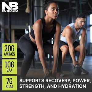 Nutrabio Intra Blast and Pre-Workout Powder - Advanced Electrolyte Performance Drink - Amino Acid Recovery, EAA/BCAA Formula - Non-Gmo and Gluten Free - Cherry Limeade - 30 Servings