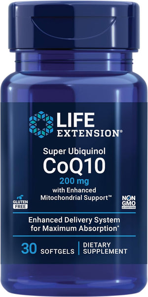 Life Extension Super Ubiquinol Coq10 with Enhanced Mitochondrial Support, Ubiquinol Coq10, Shilajit, Potent Heart Health & Cellular Energy Production Support, Ultra-Absorbable, Gluten-Free, 60 Softgel