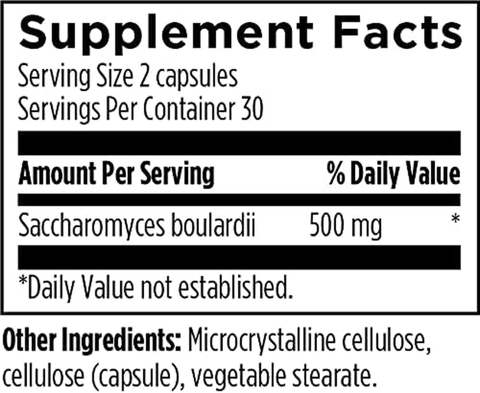 Designs for Health Floramyces 500Mg Saccharomyces Boulardii Probiotic - Gut Health Supplements - Shelf-Stable Digestive Probiotics for GI Health - Dairy-Free, Vegan Probiotic (60 Capsules)