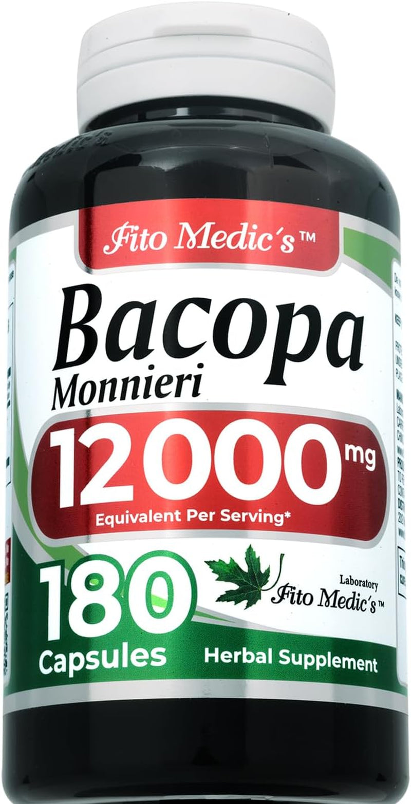 FITO MEDIC'S Lab | Bacopa |180 Capsules | 12000 Mg | Bacopa Monnieri | Bacopa Supplements | Bacopa Extract | Bacopa Monnieri Supplement | Bacopa Monnieri Organic | Ultra High Absorption.