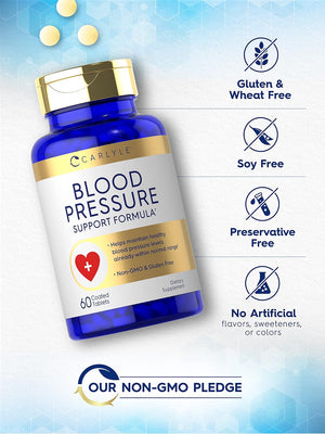 Carlyle Blood Pressure Supplements | 60 Coated Tablets | Blood Pressure Support Formula | Vegetarian, Non-Gmo, Gluten Free