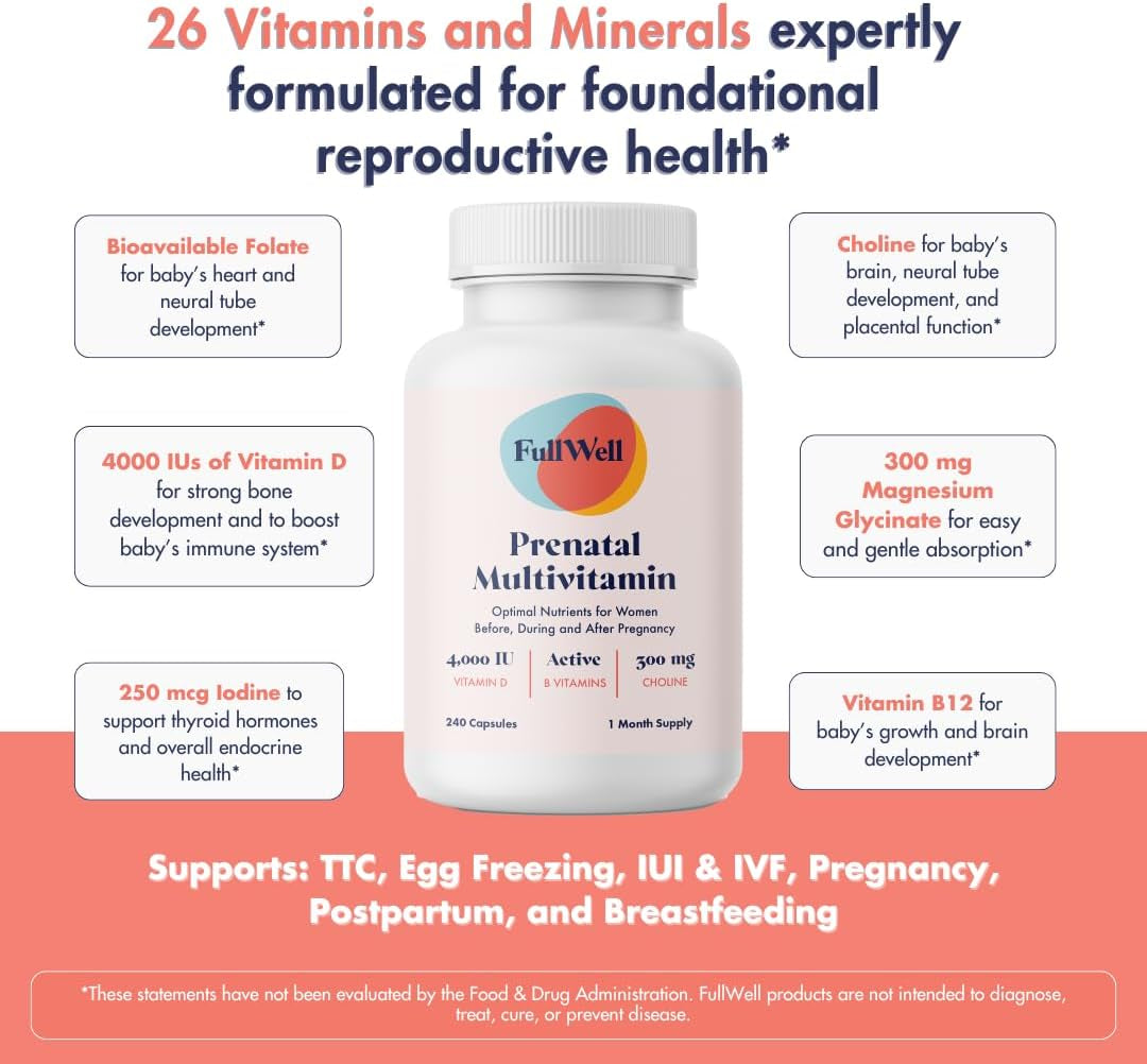 Prenatal Vitamin Lemon + DHA | Omega 3 Fish Oil with DHA & EPA for Brain Development & Nervous System Support | 26+ Vital Nutrients | Dietitian-Formulated, 3Rd Party Tested, 30 Servings