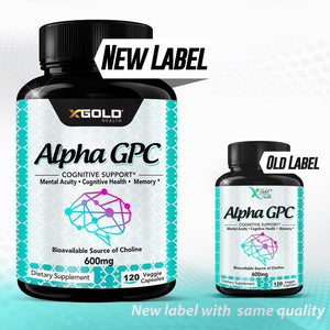 Alpha GPC Choline Supplement 600Mg, 99%+ Highly Purified, Highly Bioavailable Source of Choline,180 Veggie Capsules, Cognitive Enhancer Nootropic, Supports Memory & Brain Function, Boosts Focus & Mood