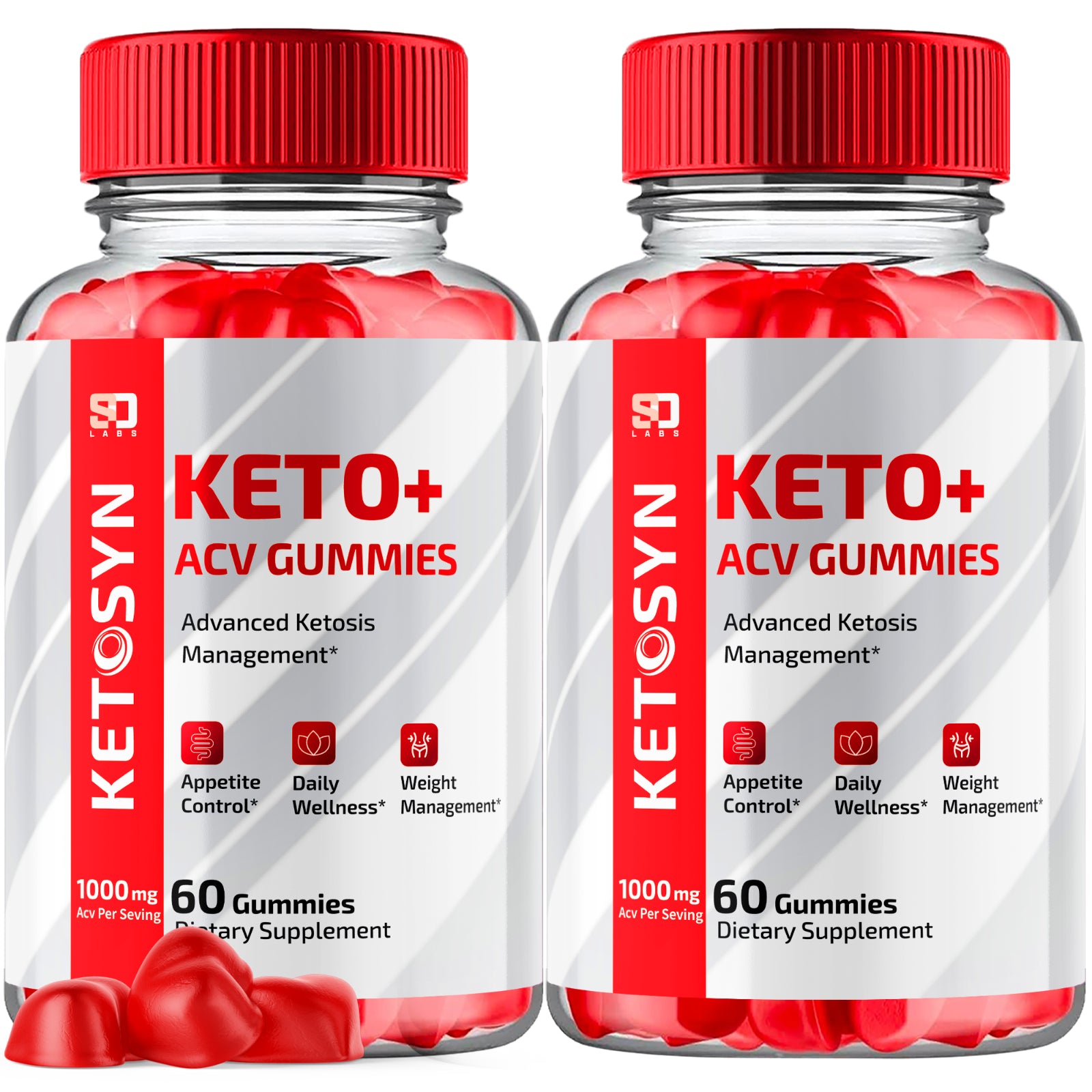 (2 Pack) Ketosyn Keto Gummies, Ketosyn ACV Keto + Gummies (120 Gummies)