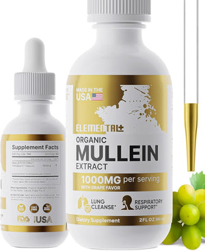 Mullein Leaf Extract - Organic Mullein Drops for Lungs and Cleanse Immune Support - Mullein Extract for Lungs Health - Mullein Tincture - Made in the USA – 2 Oz