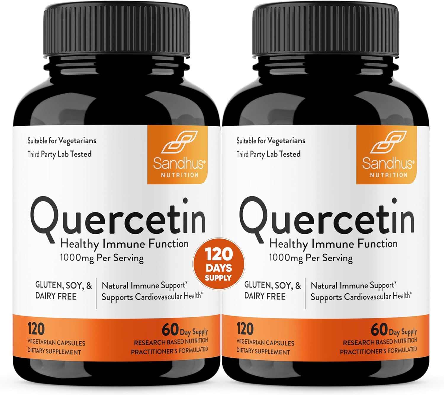 Sandhu'S Quercetin 1000Mg per Serving 120 Count(Pack of 2) Vegetarian Capsules Bioflavonoids Supports Immune Health & Cardiovascular Health, Respiratory Health