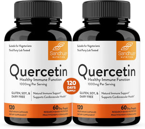 Sandhu'S Quercetin 1000Mg per Serving 120 Count(Pack of 2) Vegetarian Capsules Bioflavonoids Supports Immune Health & Cardiovascular Health, Respiratory Health