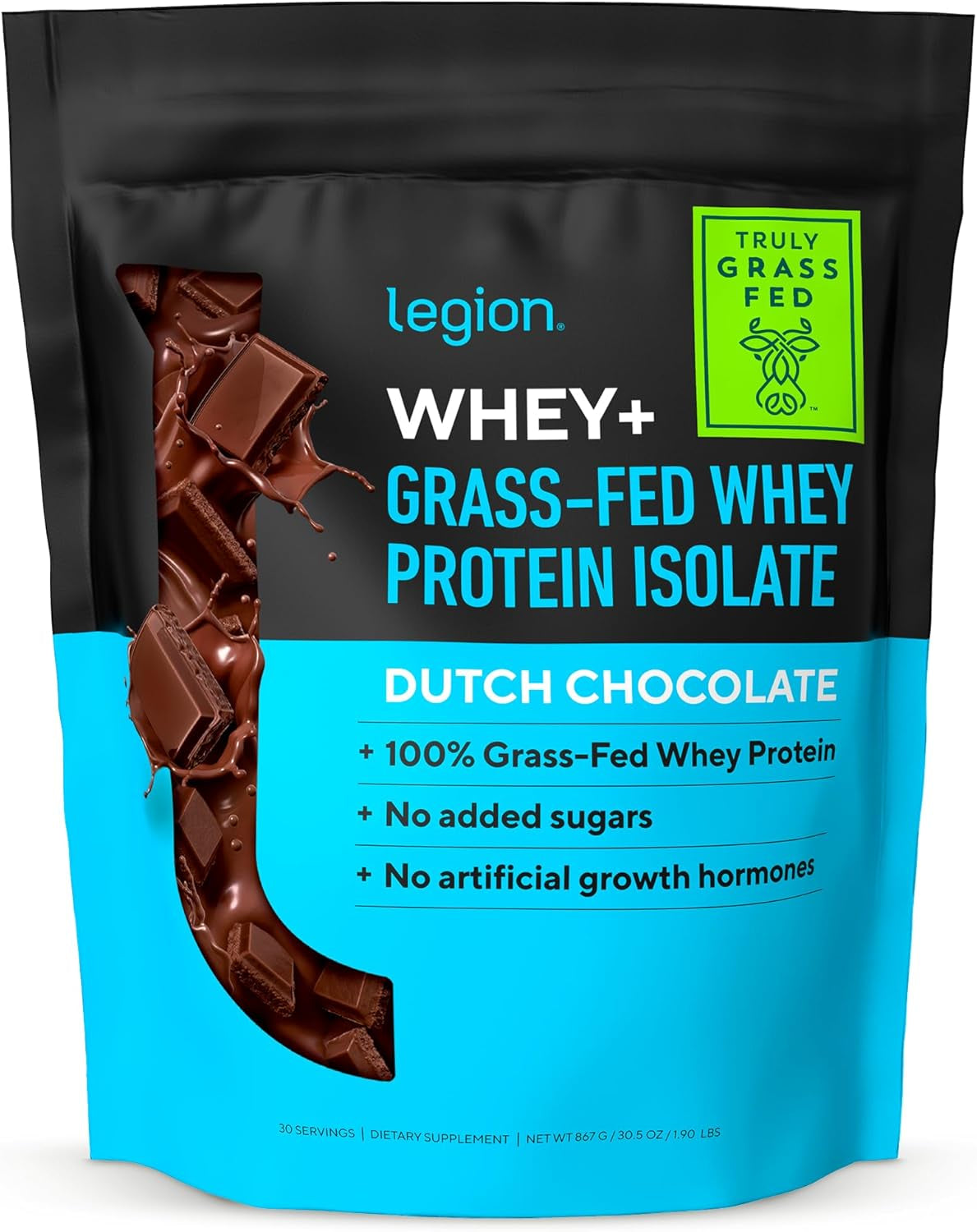 LEGION Whey+ Unflavored Whey Isolate Protein Powder from Grass Fed Cows - Low Carb, Low Calorie, Non-Gmo, Lactose Free, Gluten Free, Sugar Free, All Natural Whey Protein Isolate, 30 Servings…