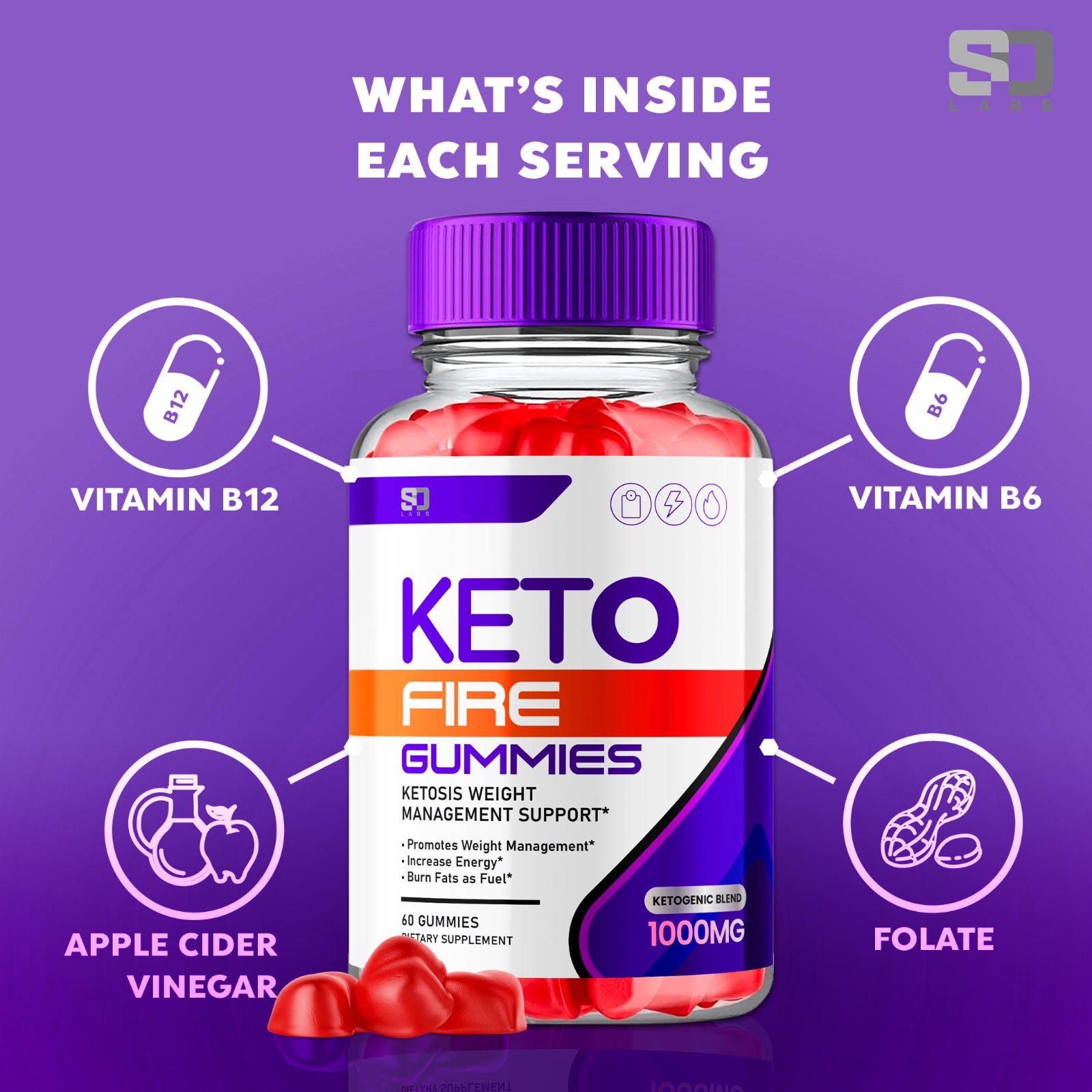 Keto Fire ACV Gummies - Support Fat Burning and Healthy Metabolism (1 Pack)