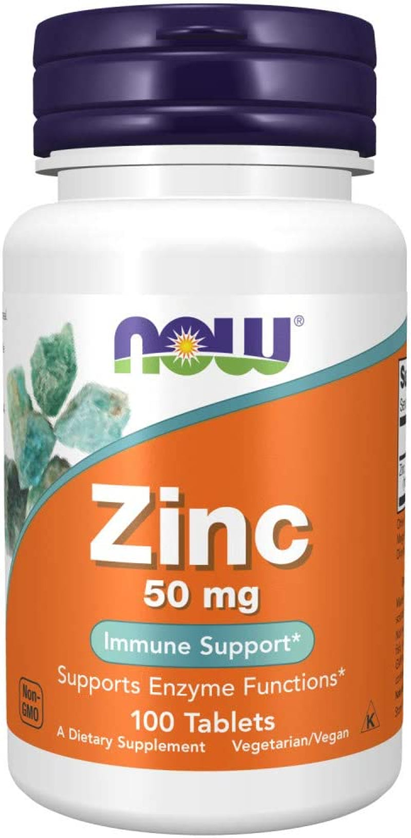 NOW Supplements, Zinc (Zinc Gluconate) 50 Mg, Supports Enzyme Functions*, Immune Support*, 100 Tablets (Pack of 2)