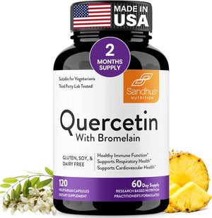 Sandhu'S Quercetin 1000Mg per Serving 120 Count(Pack of 2) Vegetarian Capsules Bioflavonoids Supports Immune Health & Cardiovascular Health, Respiratory Health