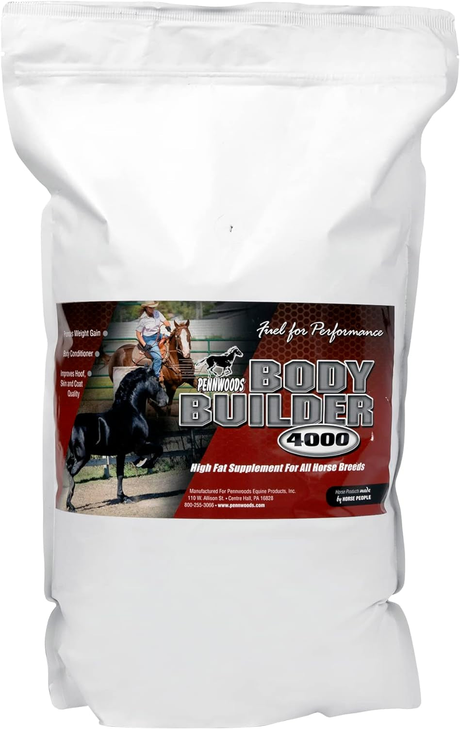 Body Builder 4000, Horse Weight Gain Supplement, High Fat and Energy Horse Weight Builder with Body Conditioning Horse Vitamins, Improves Hoof Quality - 12Lb Bag