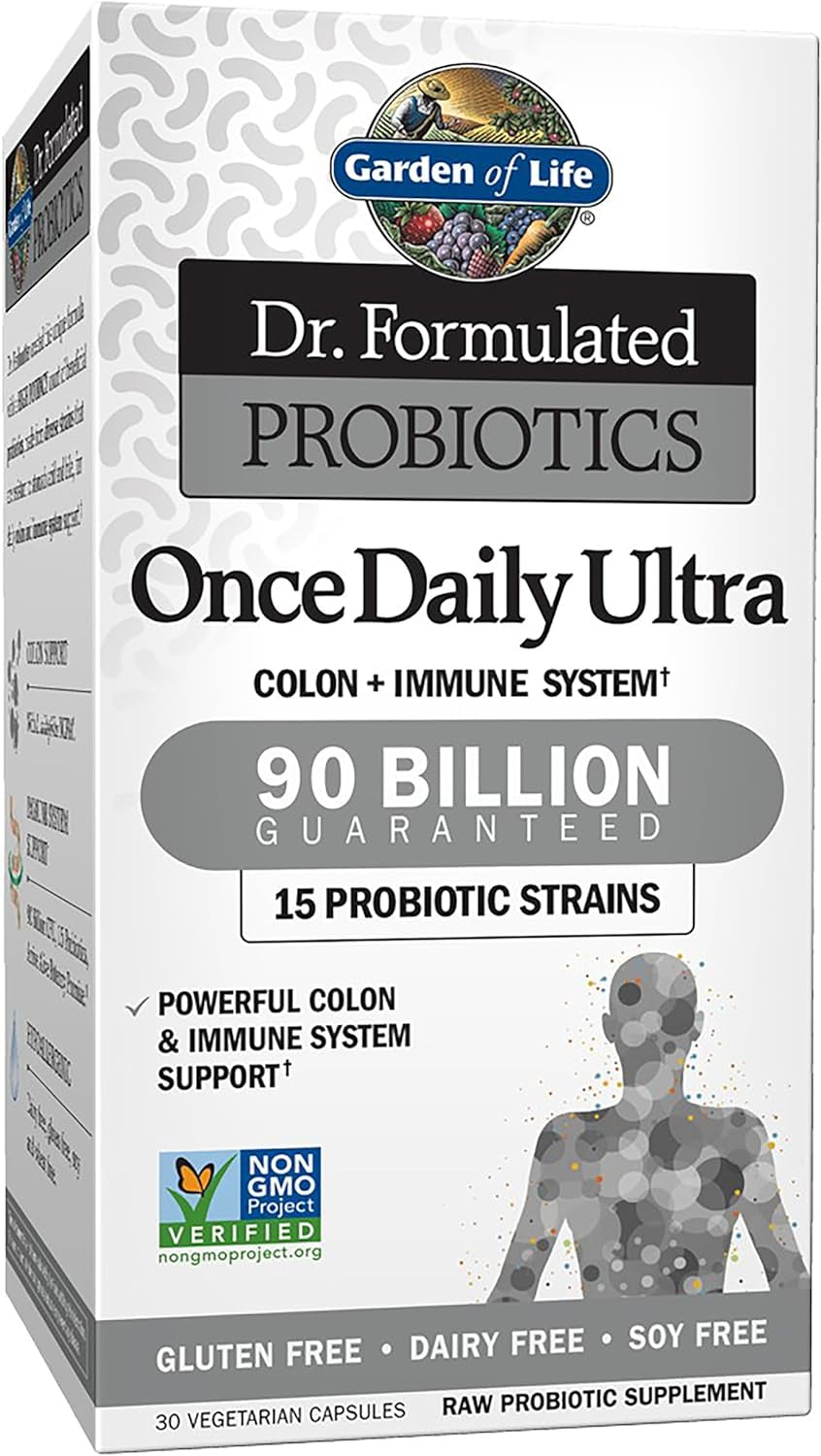 Garden of Life Probiotics for Women and Men, Dr. Formulated Once Daily Ultra 90 Billion Adult Probiotic for Digestive Health, Immune System Support, Acidophilus, Prebiotics, 30 Vegetarian Capsules