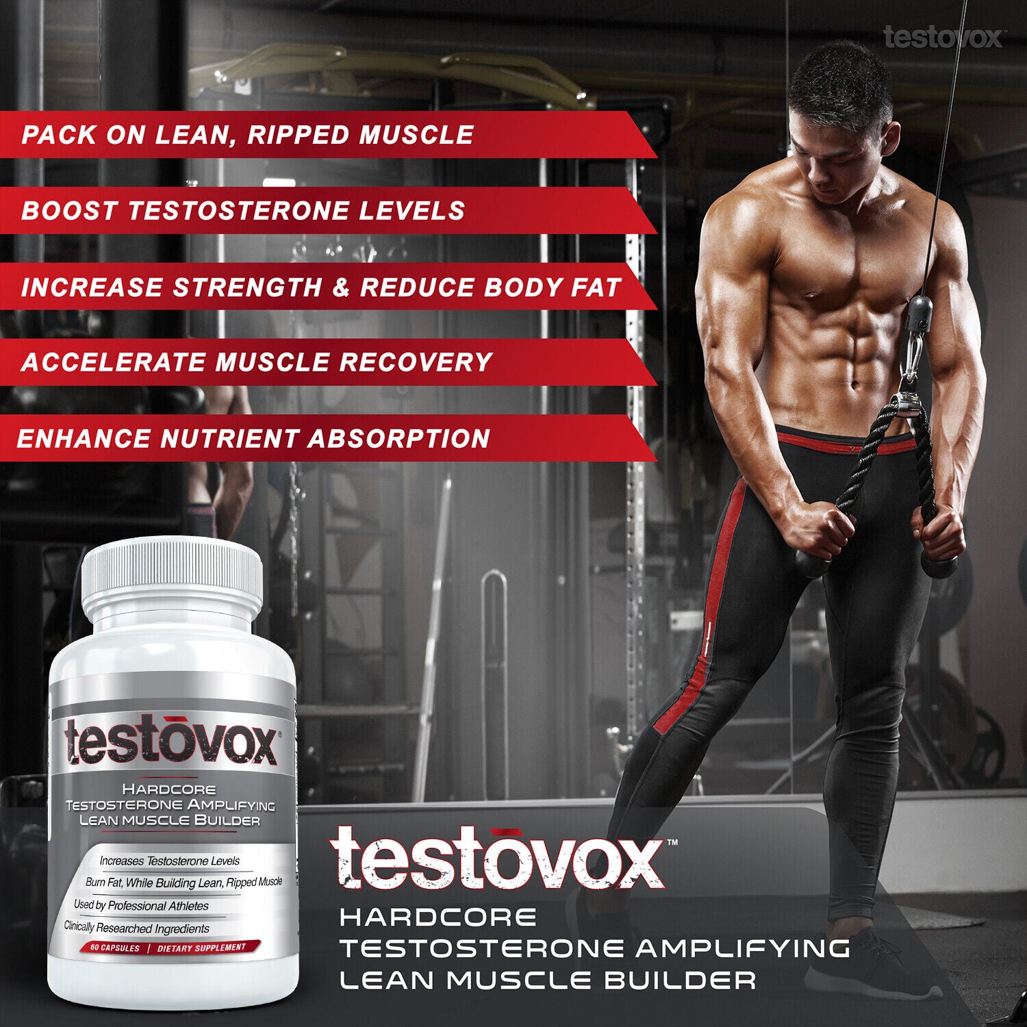 2X Testovox Hardcore Anabolic Muscle Builder, Testosterone Booster, 60 Capsules