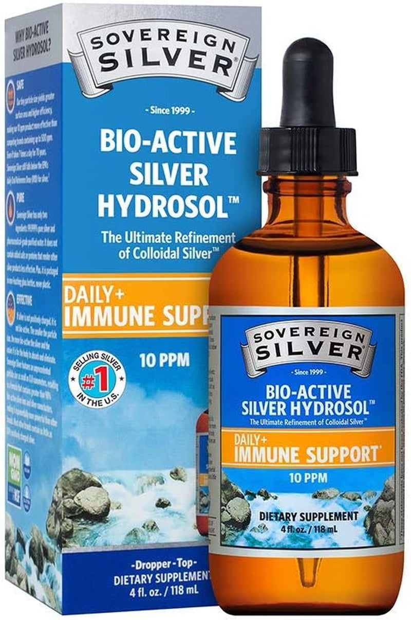 Sovereign Silver Bio-Active Silver Hydrosol for Immune Support - Colloidal Silver Liquid - 10 Ppm, 8Oz (236Ml) - Dropper