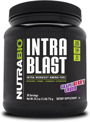 Nutrabio Intra Blast and Pre-Workout Powder - Advanced Electrolyte Performance Drink - Amino Acid Recovery, EAA/BCAA Formula - Non-Gmo and Gluten Free - Cherry Limeade - 30 Servings