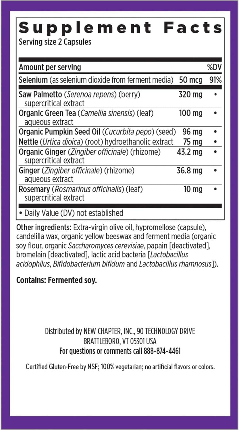 New Chapter Prostate Supplement - Prostate 5LX™ with Clinical Strength Saw Palmetto + Fermented Selenium for Prostate Health - 120 Ct Vegetarian Capsule