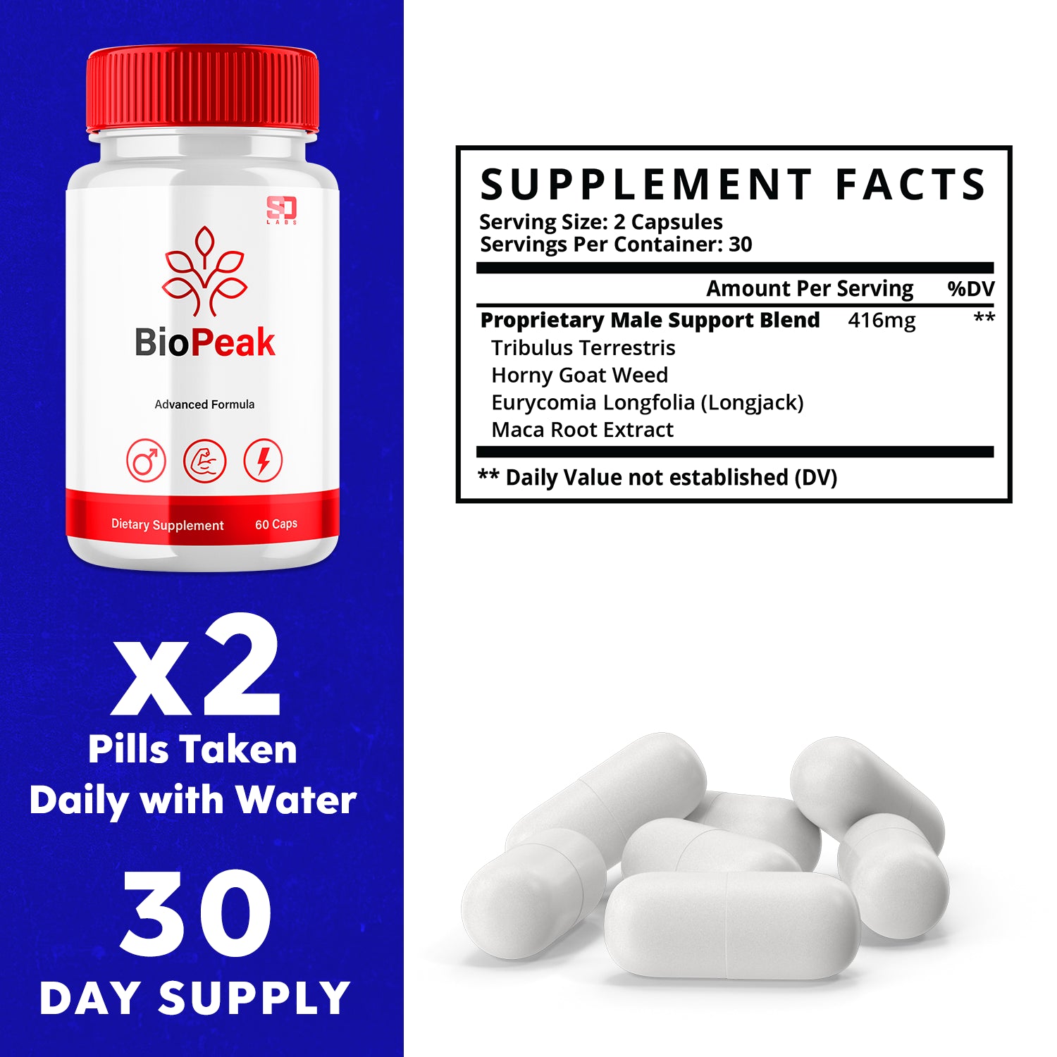 Biopeak Men Enhancement Capsules, Biopeak Pills Last Longer Biggerd (3 Pack)