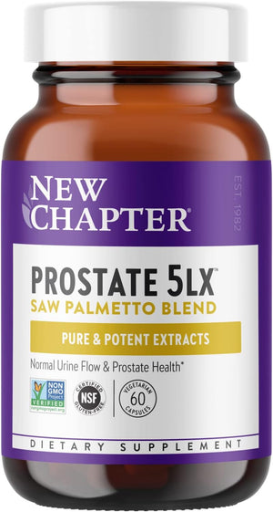 New Chapter Prostate Supplement - Prostate 5LX™ with Clinical Strength Saw Palmetto + Fermented Selenium for Prostate Health - 120 Ct Vegetarian Capsule