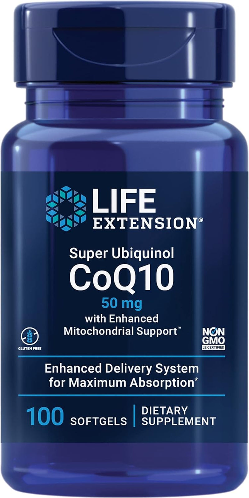 Life Extension Super Ubiquinol Coq10 with Enhanced Mitochondrial Support, Ubiquinol Coq10, Shilajit, Potent Heart Health & Cellular Energy Production Support, Ultra-Absorbable, Gluten-Free, 60 Softgel