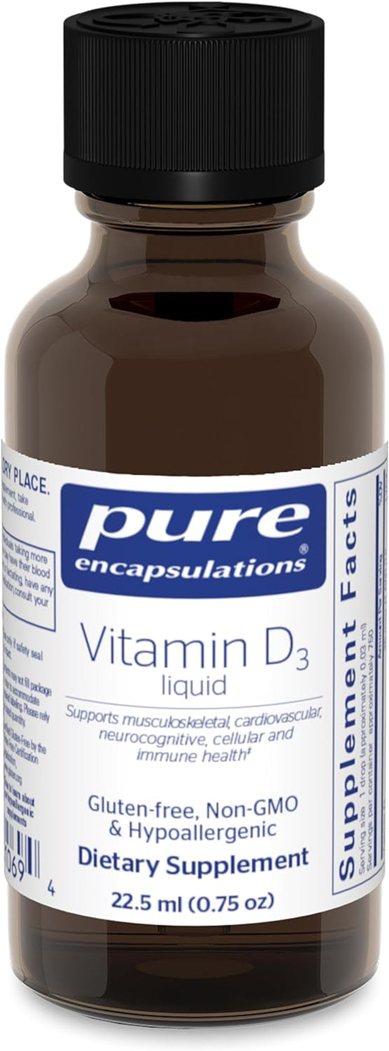 Pure Encapsulations Vitamin D3 Liquid | Supplement to Support Bone, Breast, Cardiovascular, Colon, and Immune Health* | 0.75 Fl. Oz.