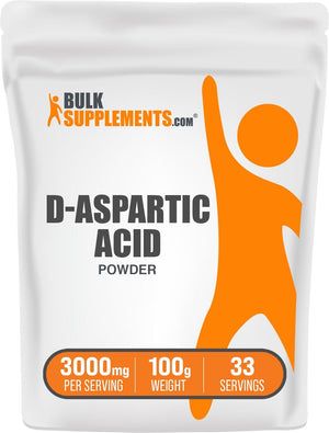 Bulksupplements.Com D-Aspartic Acid Powder - DAA Supplement for Men & Women, D-Aspartic Acid 3000Mg - Unflavored & Gluten Free, 3000Mg per Serving, 1Kg (2.2 Lbs) (Pack of 1)